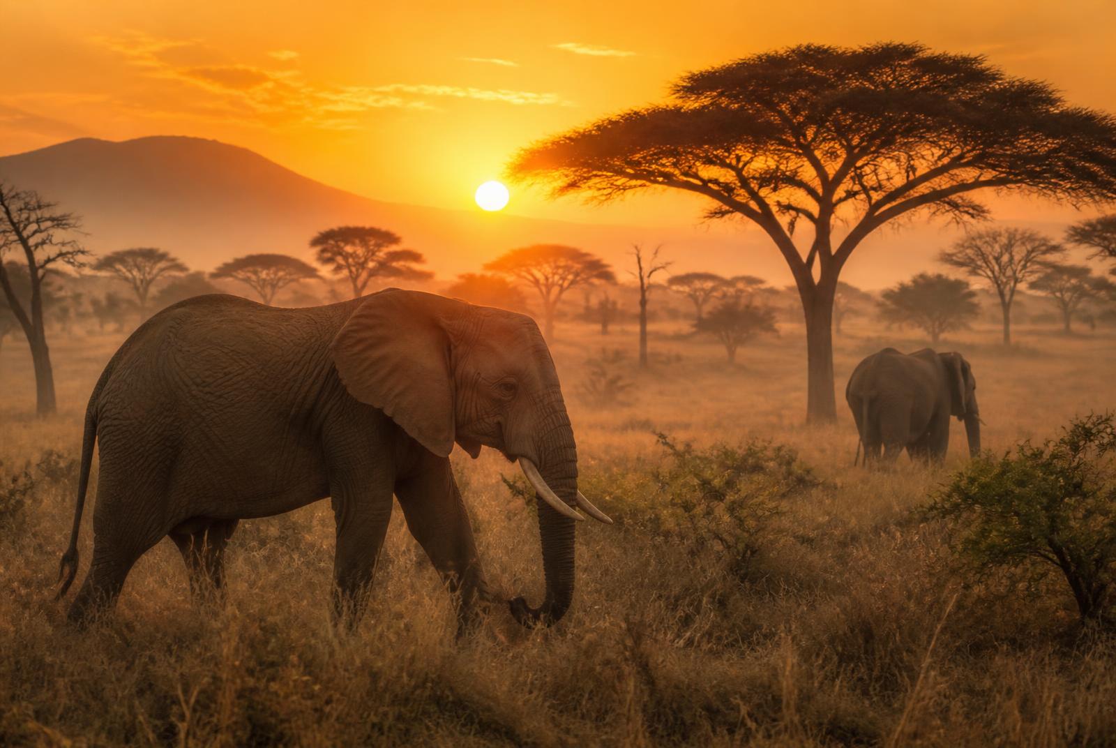 Olifanten op de Tanzaniaanse savanne